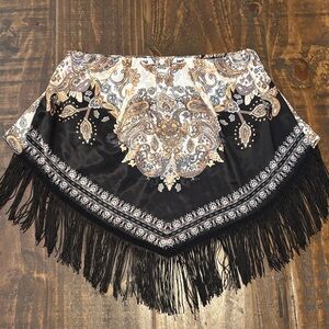 Daytrip Black and White Asymmetrical Paisley Skirt